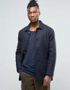 Selected Wool Check Trench Coat - Navy
