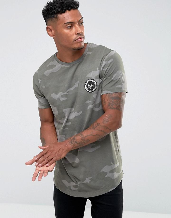 Hype T-shirt In Mint Camo - Green