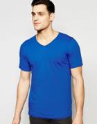 Hugo By Hugo Boss T-shirt With V Neck In Blue - Blue
