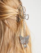 Designb London Butterfly Detachable Charm Hair Claw-silver