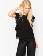 Asos Pretty Ruffle Top - Black