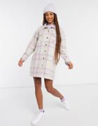 Asos Design Button Through Midi Shirt Dress In Brushed Check-multi