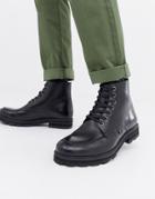 Farah Jeans Chunky Military Lace Up Boot - Black