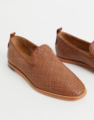 H By Hudson Ipanema Woven Loafers In Tan Leather-brown