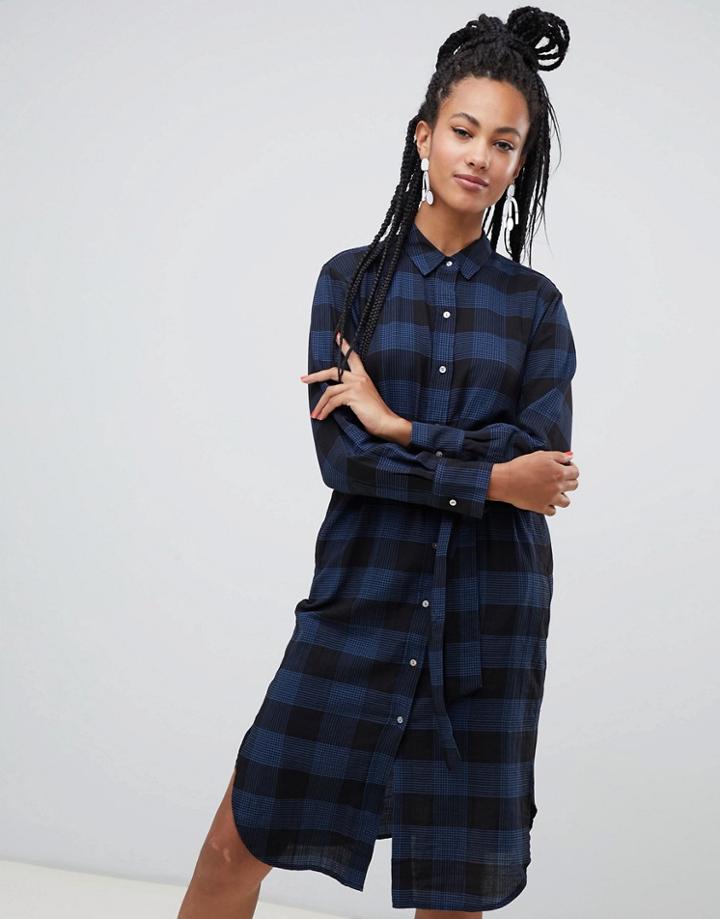 Esprit Checked Midi Shirt Dress - Black