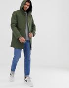 Asos Design Hooded Trench Coat With Shower Resistance In Green