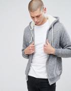 Jack & Jones Vintage Zip Through Hoodie With Full Fleece Lining - Gray