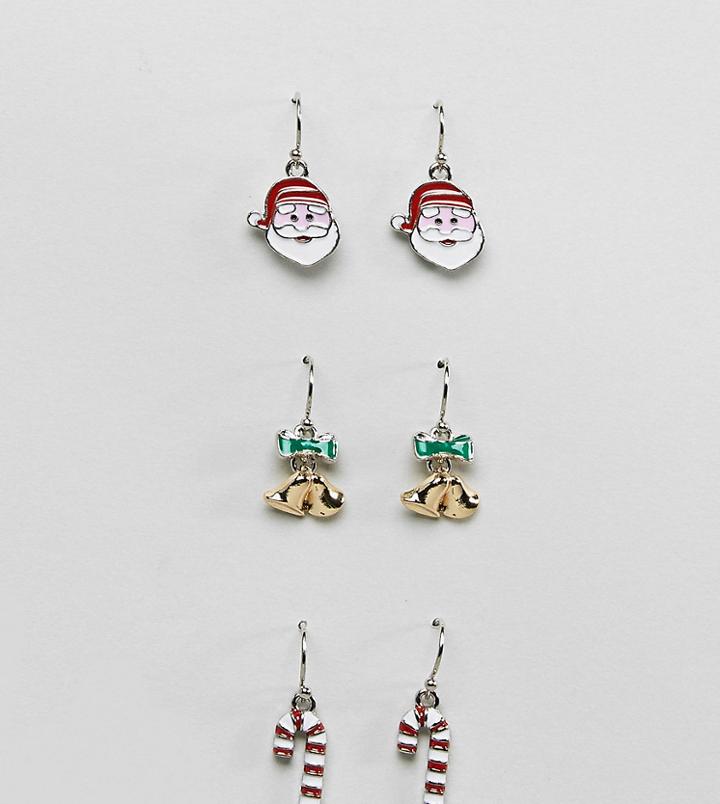 Asos Holidays Pack Of 3 Holidays Earrings - Multi