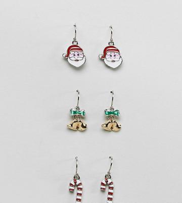 Asos Holidays Pack Of 3 Holidays Earrings - Multi
