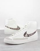 Nike Blazer Mid '77 Sneakers In Off-white And Snake Print-multi