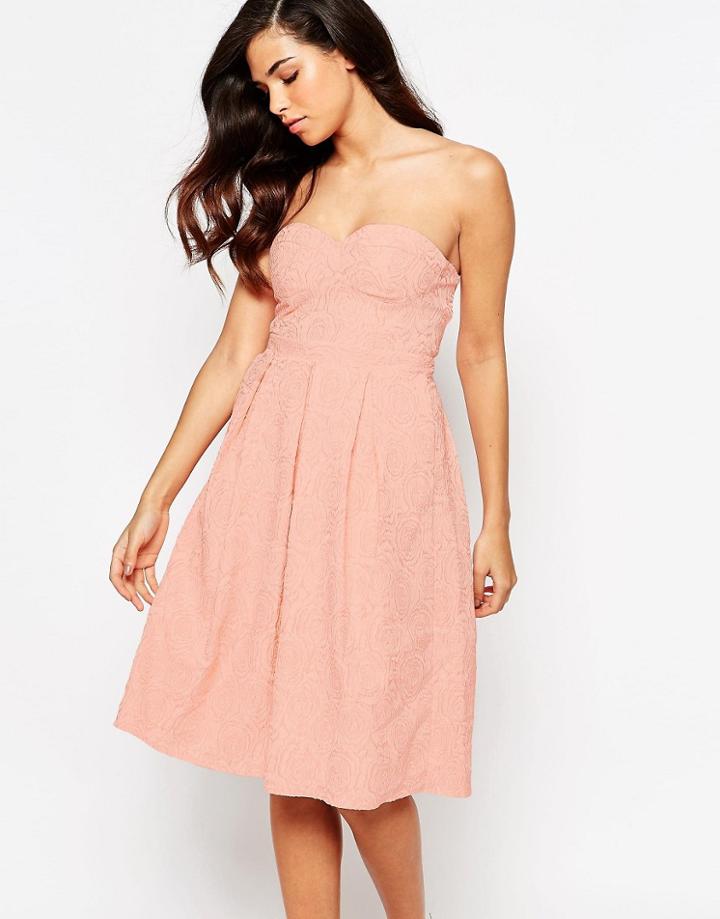 Lashes Of London Rainbow Drop Midi Prom Dress - Peach