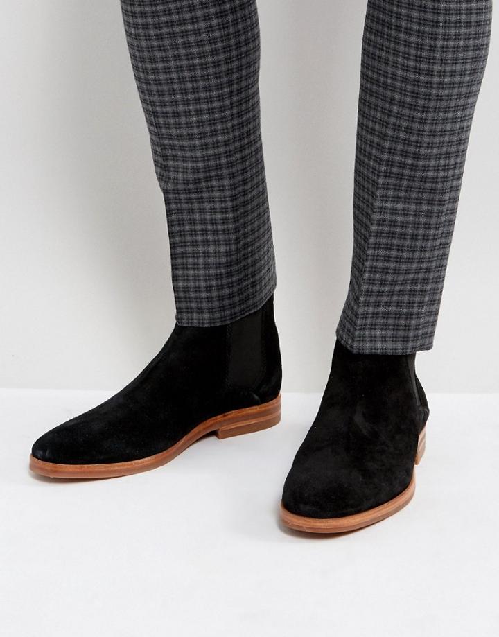 Hudson London Tonti Suede Chelsea Boots In Black - Black