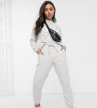 Asos Design Petite Tracksuit Slim Sweat / Sweatpants In Gray-grey