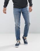 Asos Slim Jeans In Vintage Mid Wash Blue - Blue