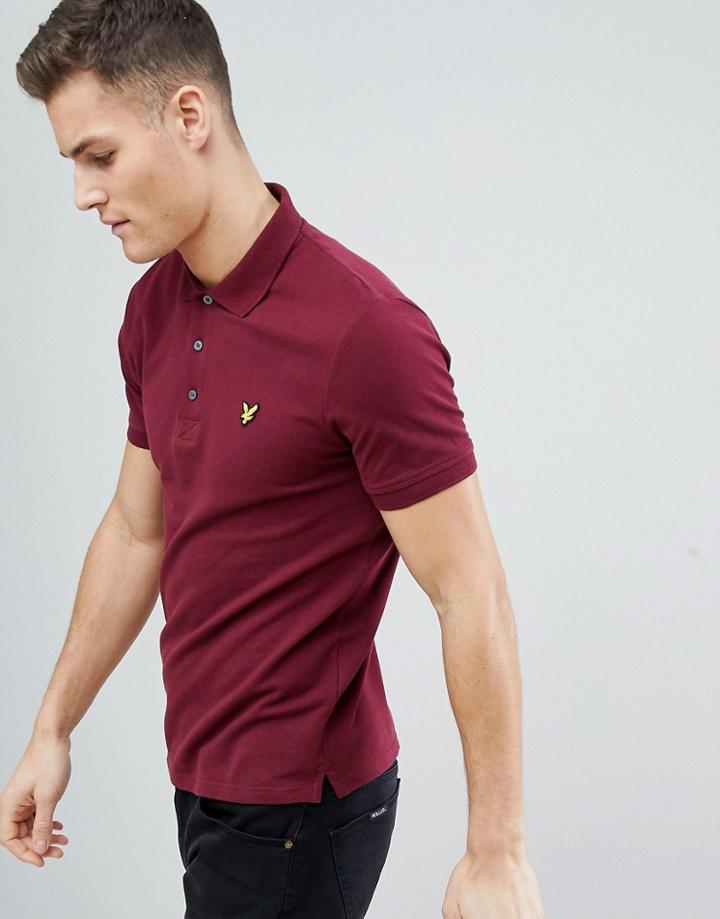 Lyle & Scott Logo Polo In Burgundy - Red