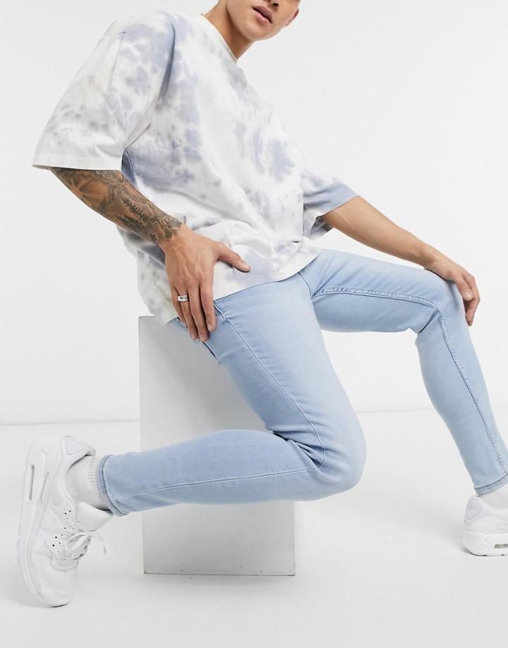 Bershka Super Skinny Fit Jeans In Light Blue Wash-blues