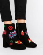 Asos Rise & Shine Patchwork Ankle Boots - Black