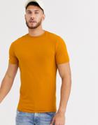 River Island Muscle Fit T-shirt In Amber-yellow