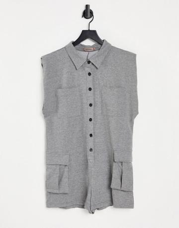 Skylar Rose Utility Romper In Gray-grey