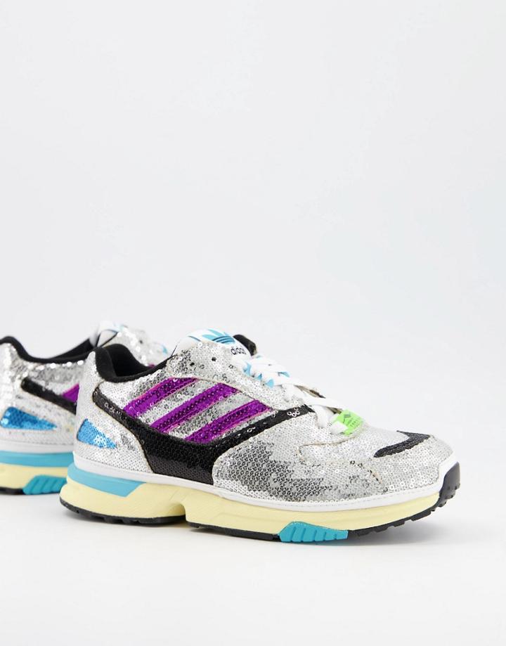 Adidas Originals Zx 4000 Sequin Sneakers In Silver