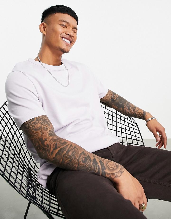 Asos Design Relaxed Fit Heavyweight T-shirt In Washed Lilac-purple