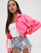Asos Design Fluro Cropped Anorak Jacket-pink