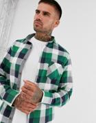 Brave Soul Buffalo Plaid Flannel Shirt In Forest Green
