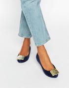 Vivienne Westwood For Melissa Ultragirl Plaque Flock Flat Shoes - Navy Flock