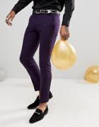 Noose & Monkey Super Skinny Wool Mix Suit Pants In Purple - Purple