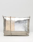 Urbancode Gray Real Leather Tonal Color Block Bag - Multi