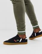 Lacoste Sideline Sneakers With Gum Sole In Black Canvas
