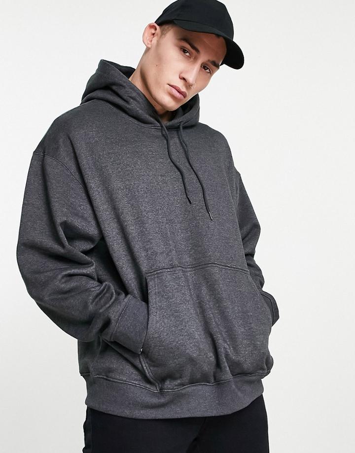 Weekday Oversized Hoodie In Dark Gray Melange-grey