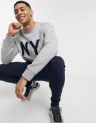 New Look Ny Applique Sweat In Gray