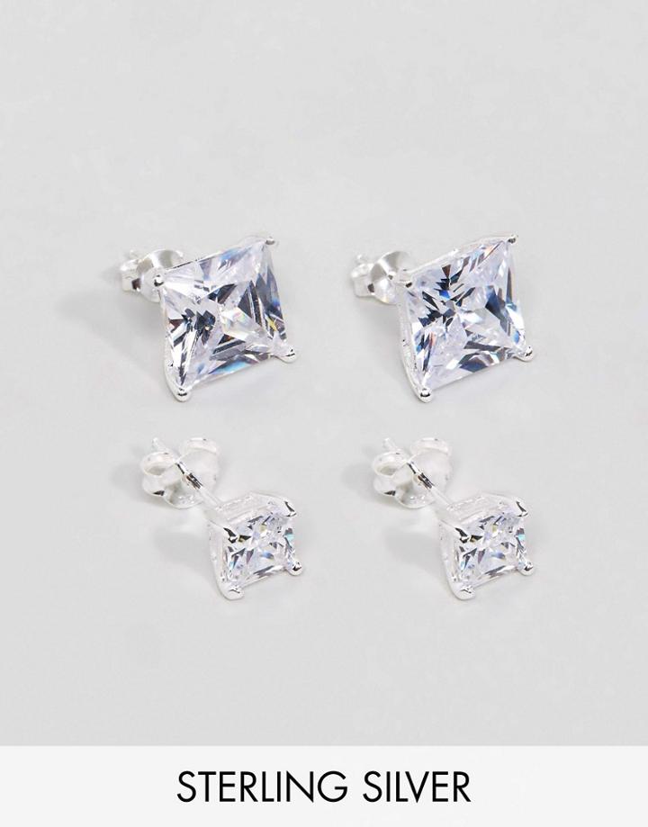 Asos Sterling Silver Crystal Stud Earring Pack - Silver