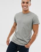 New Look Roll Sleeve T-shirt In Stone Gray - Gray
