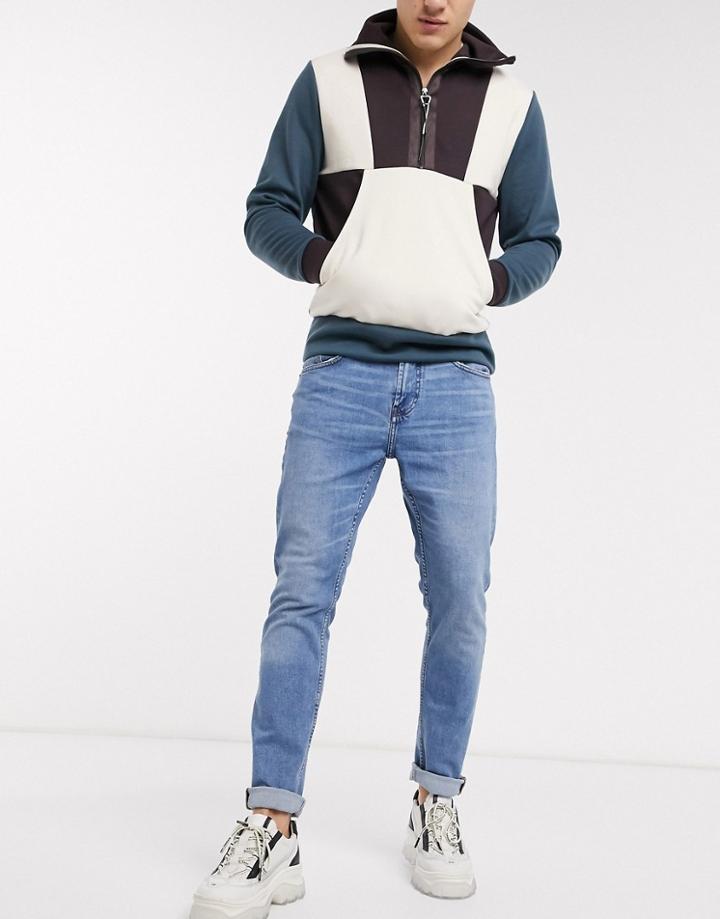Pull & Bear Slim Fit Jeans In Light Blue-blues