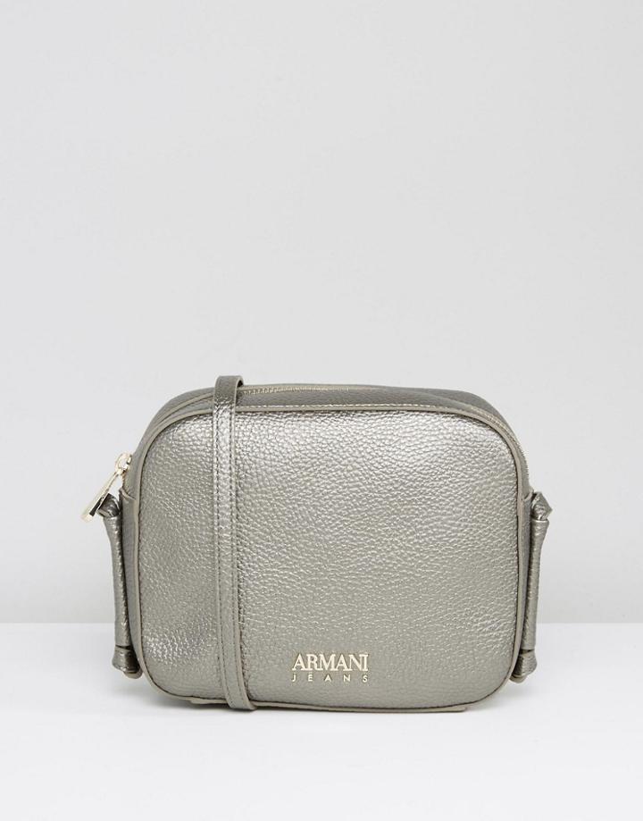 Armani Jeans Simple Cross Body Bag In Platinum Metallic - Gray