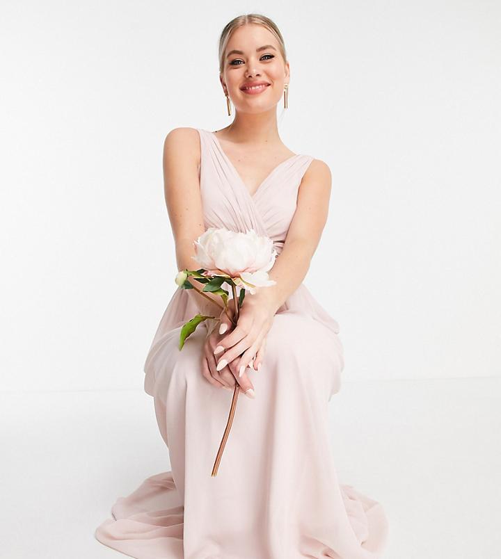 Little Mistress Tall Bridesmaid V Neck Maxi Dress In Pink