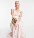 Little Mistress Tall Bridesmaid V Neck Maxi Dress In Pink