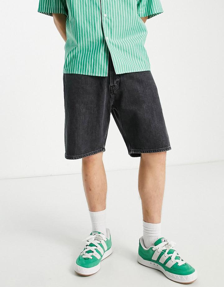 Weekday Space Denim Shorts In Nova Black