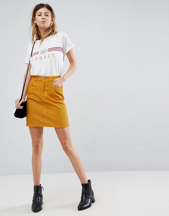 Asos Cord Original Skirt In Marigold - Gold