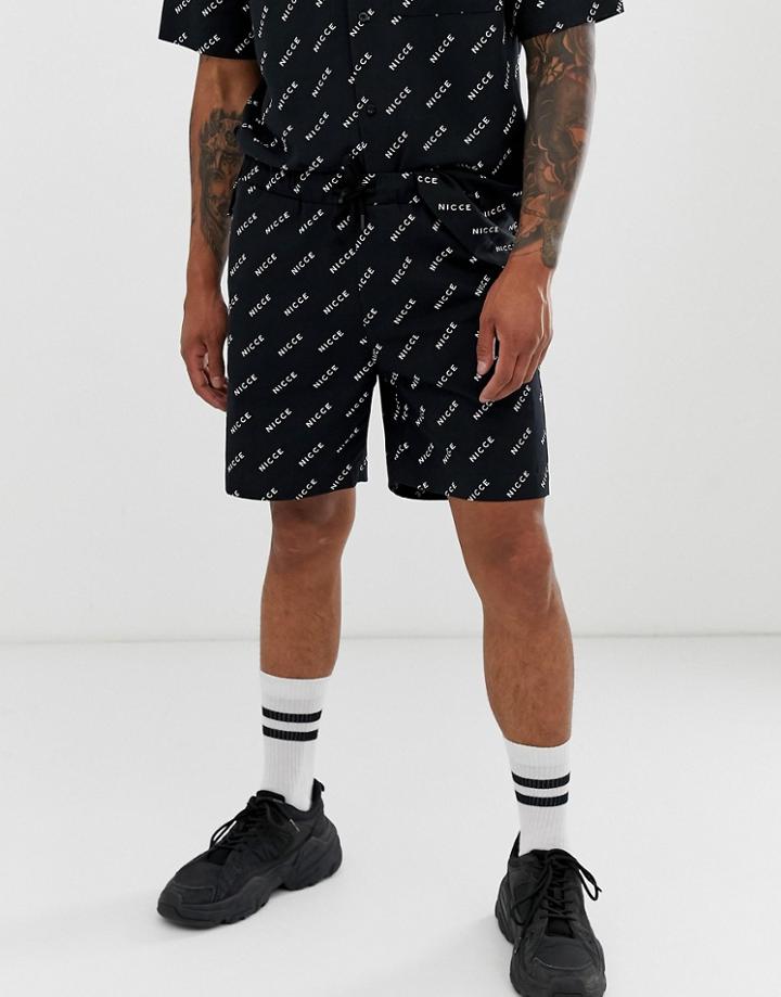 Nicce Two-piece Shorts With All Over Logo Print - Black