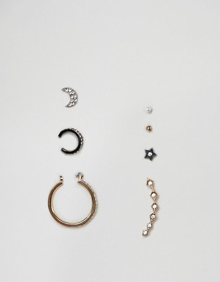 New Look Moon & Star Party Earring Pack - Multi
