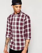 Pull & Bear Check Shirt In Red In Regular Fit - Red