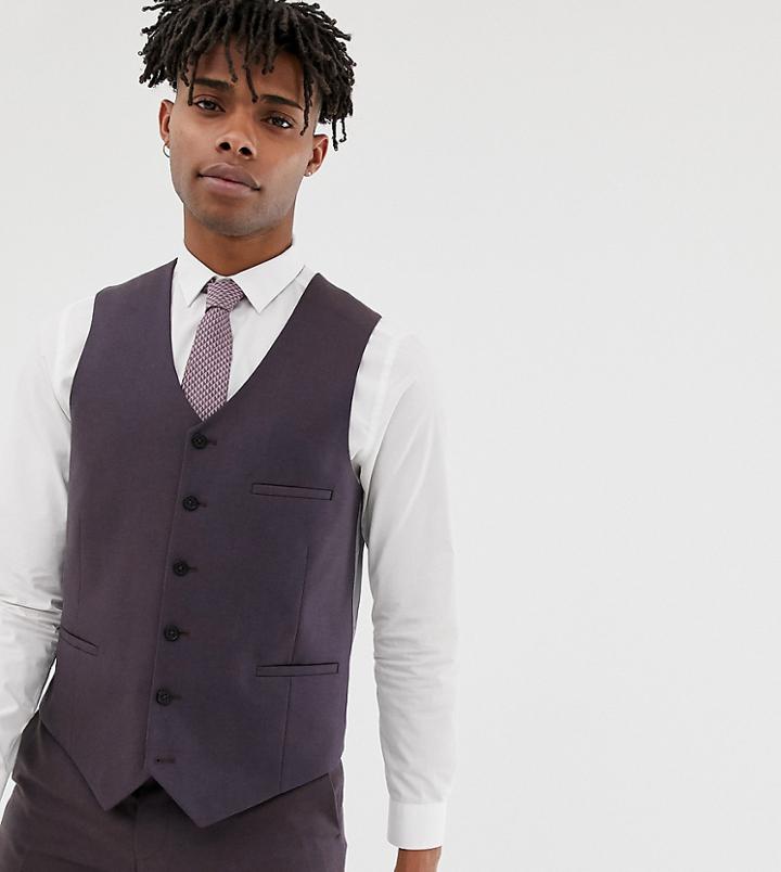 Heart & Dagger Slim Suit Vest In Brown