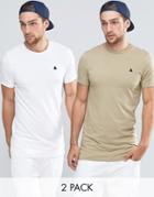 Asos Super Longline T-shirt With Logo 2 Pack - Multi
