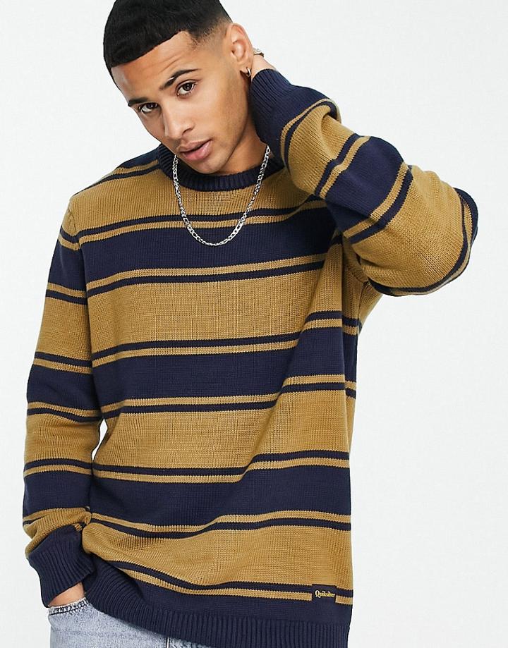 Quiksilver Thorpe Striped Sweater In Tan/navy-brown