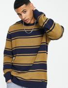Quiksilver Thorpe Striped Sweater In Tan/navy-brown