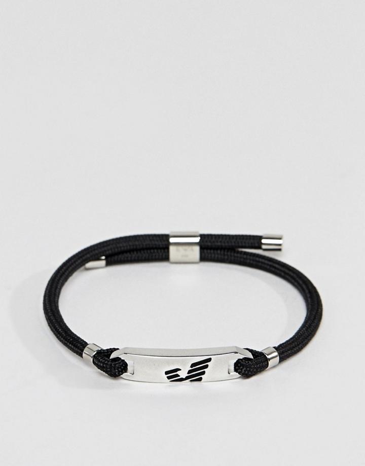 Emporio Armani Woven Id Bracelet In Black - Black