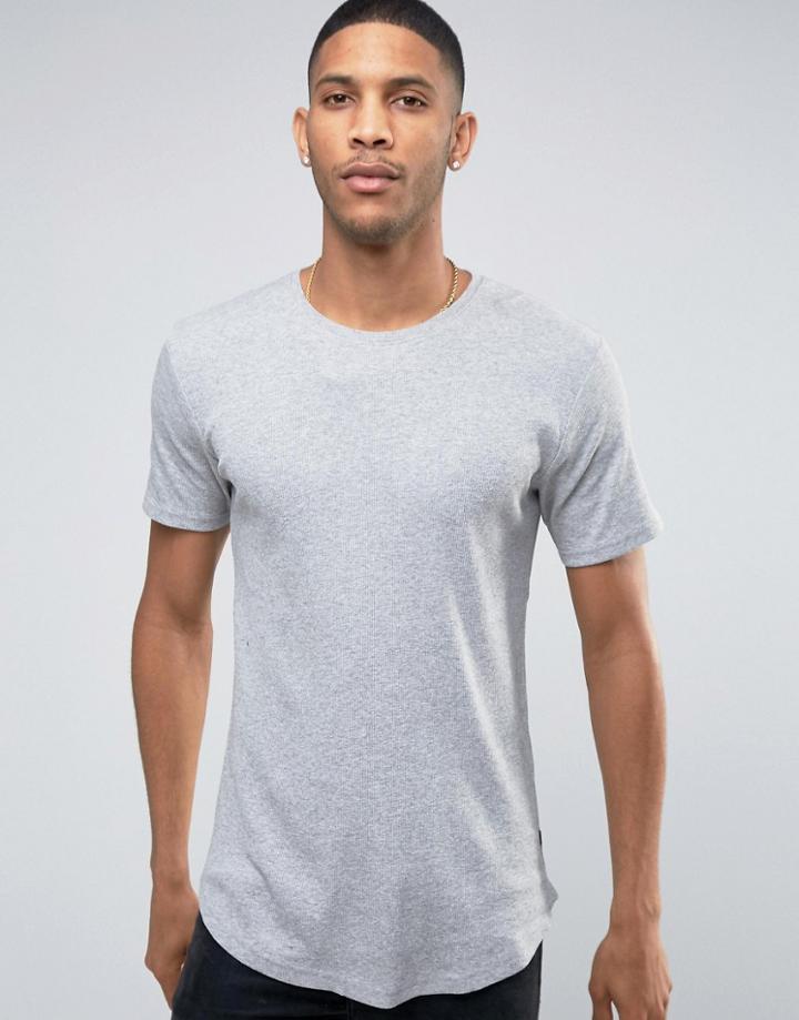 Only & Sons Longline T-shirt With Crew Neck - Gray